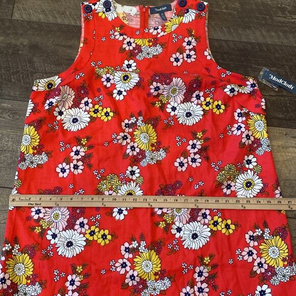 NWT ModCloth Women's Sleeveless Floral Retro Woven Shift Dress Red Size 1X - Picture 8 of 11